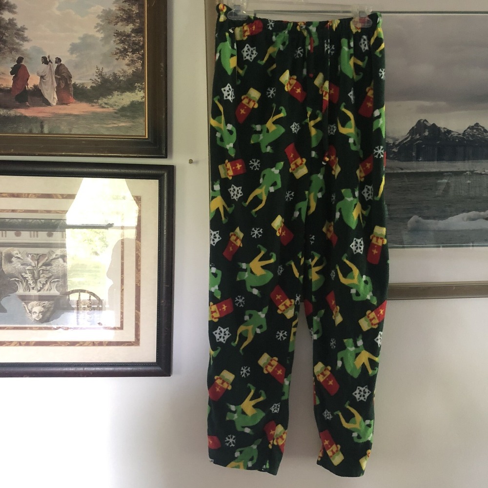 Elf Fleece Pajama Pants Buddy Christmas Holiday All over Print Sz S a2188